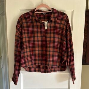 Madewell Brown and Red Cropped Flannel